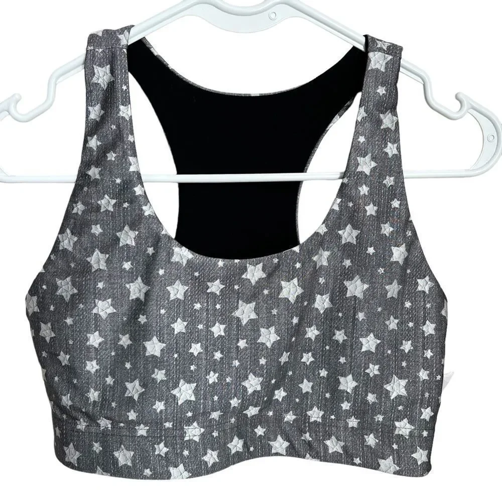 TEREZ Star Print Sports Bra Womens Medium Racerback Athletic Athleisure